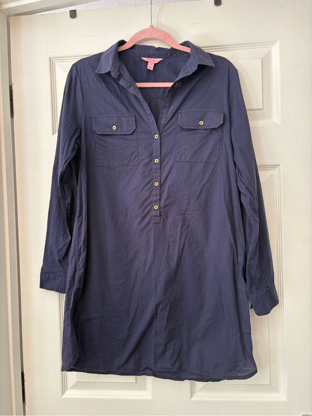 Lilly Pulitzer Navy Blue Button-Front Shirt Dress